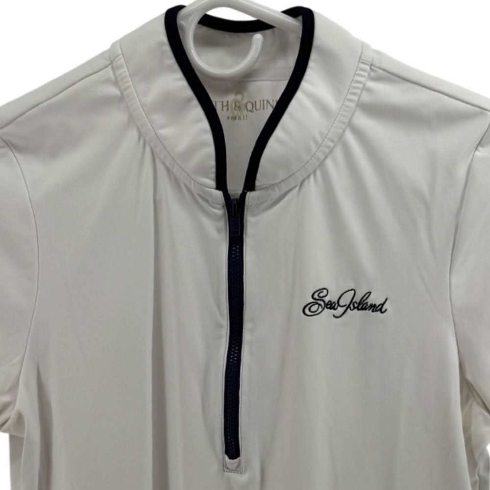 Smith & Quinn Womens Sea Island Quarter Zip Polo Shirt White Navy Small